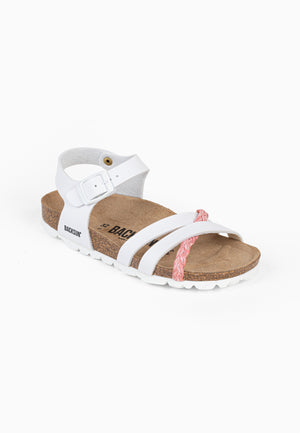 Sandales Multi-Brides Viala Rose Fluo et Blanc