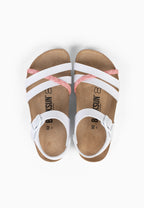 Sandales Multi-Brides Viala Rose Fluo et Blanc