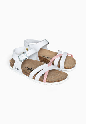 Sandales Multi-Brides Viala Rose et Blanc