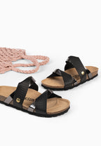 Balina Sandalen mit 2 Riemen in Schwarz und Anthrazit