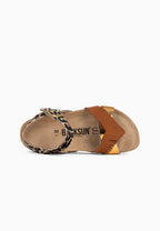 Sandales Fadira Multi-Brides Marron et or et léopard