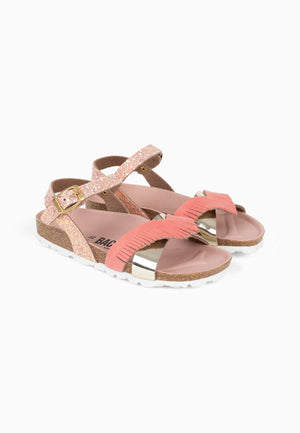 Fadira Multi-Strap Sandals Pink and Glittery Pink
