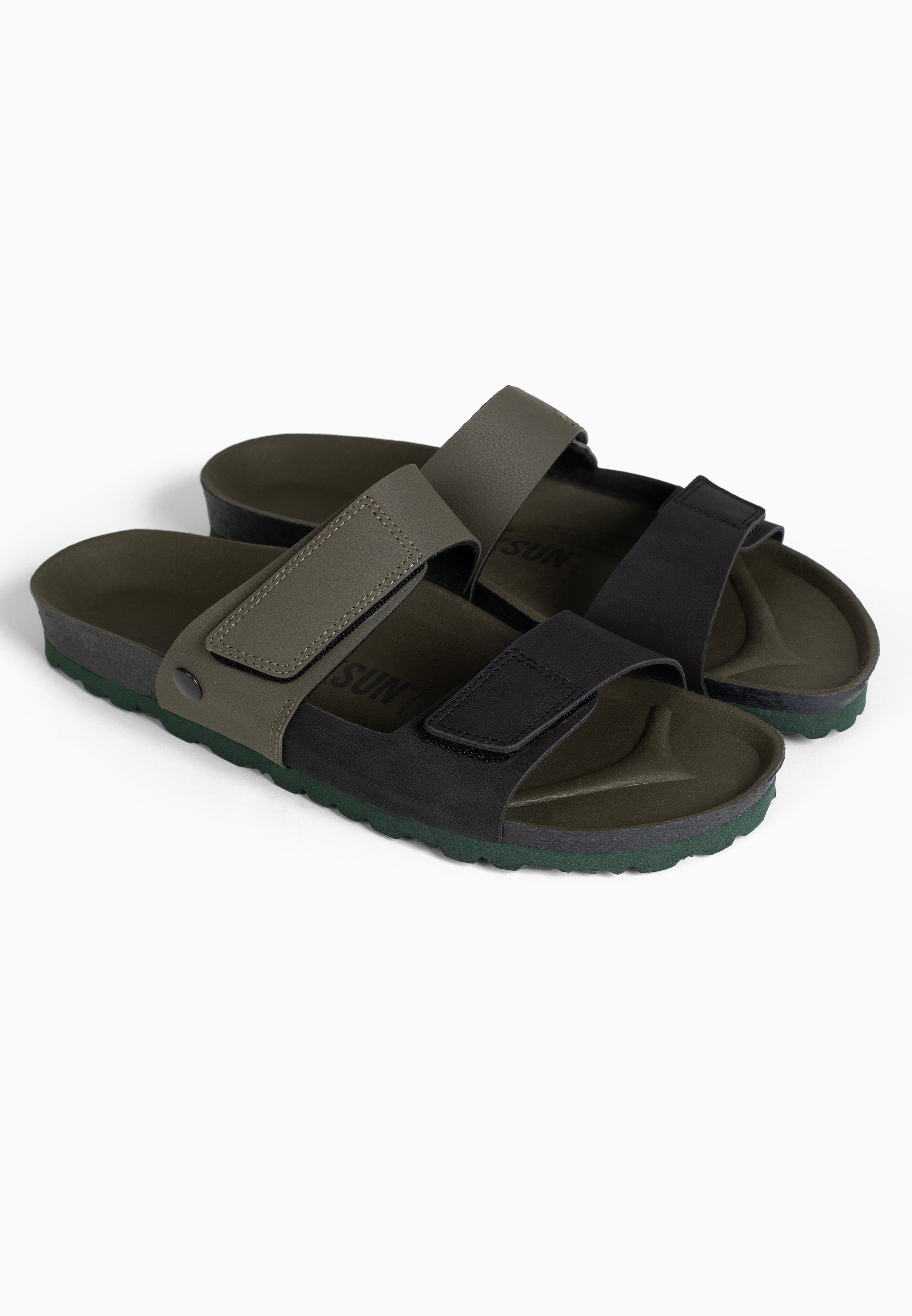 Sandales Lucas 2 Brides Noir et kaki