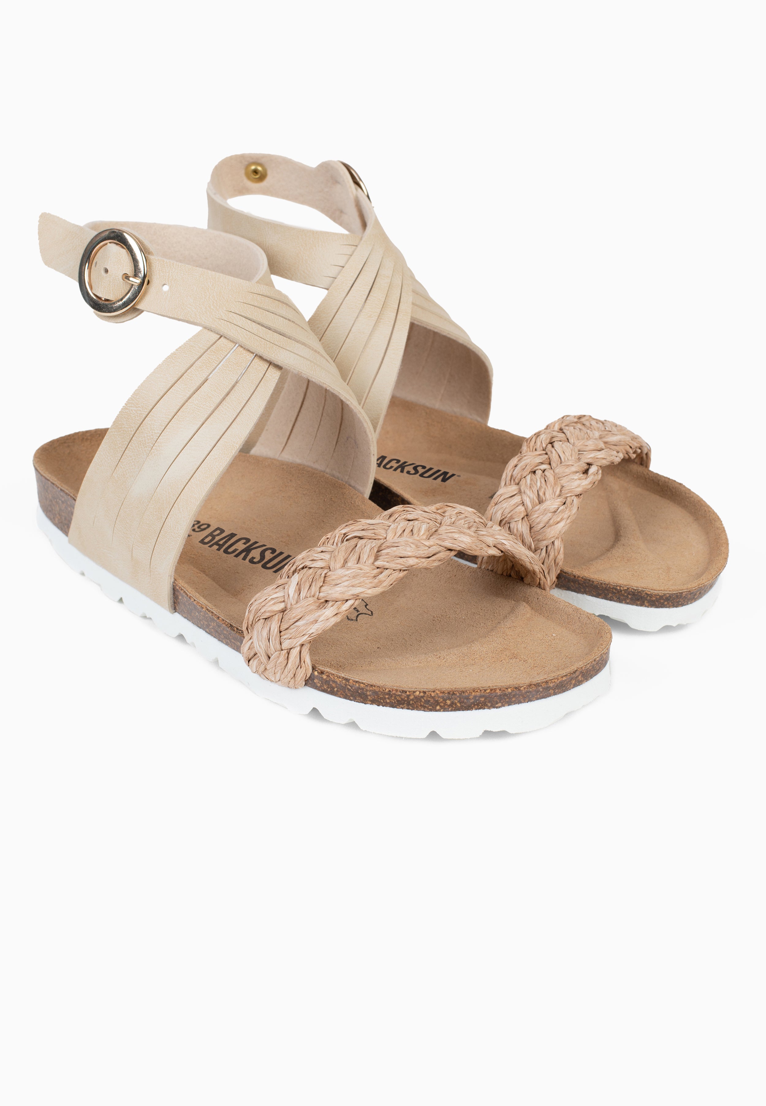 Sandales Multi-Brides Terria Beige et Doré