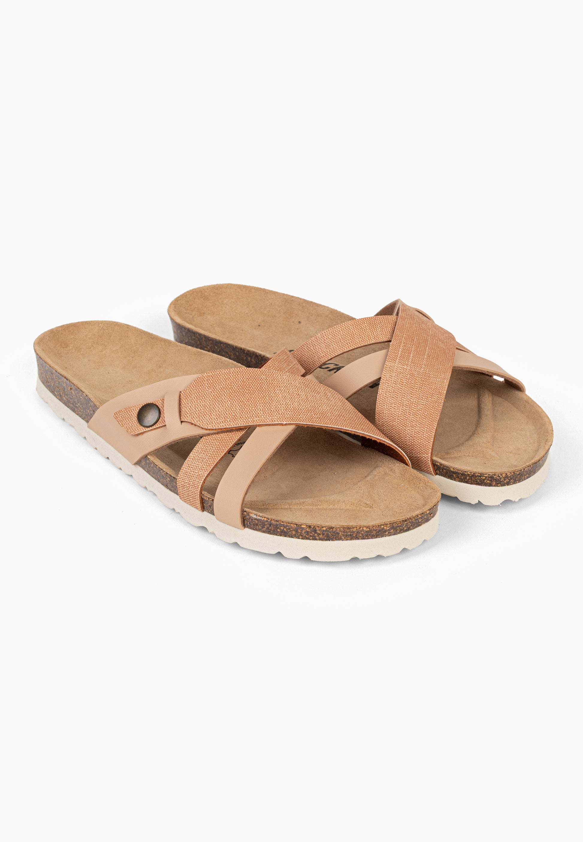 Sandales 2 Brides Franck Camel et Beige