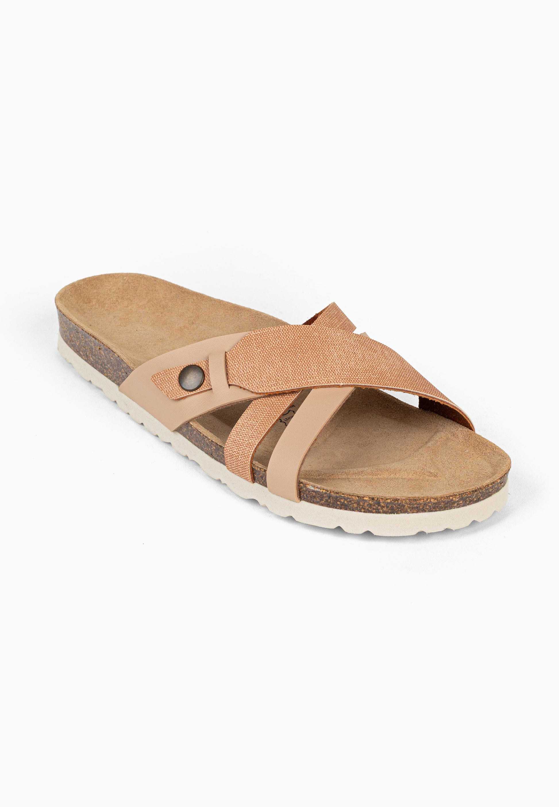 Sandales 2 Brides Franck Camel et Beige