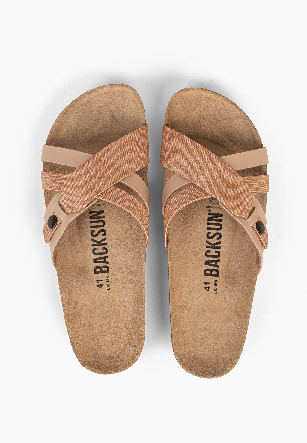 Sandales 2 Brides Franck Camel et Beige