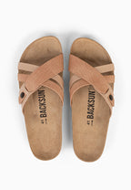 Franck Camel and Beige 2-Strap Sandals