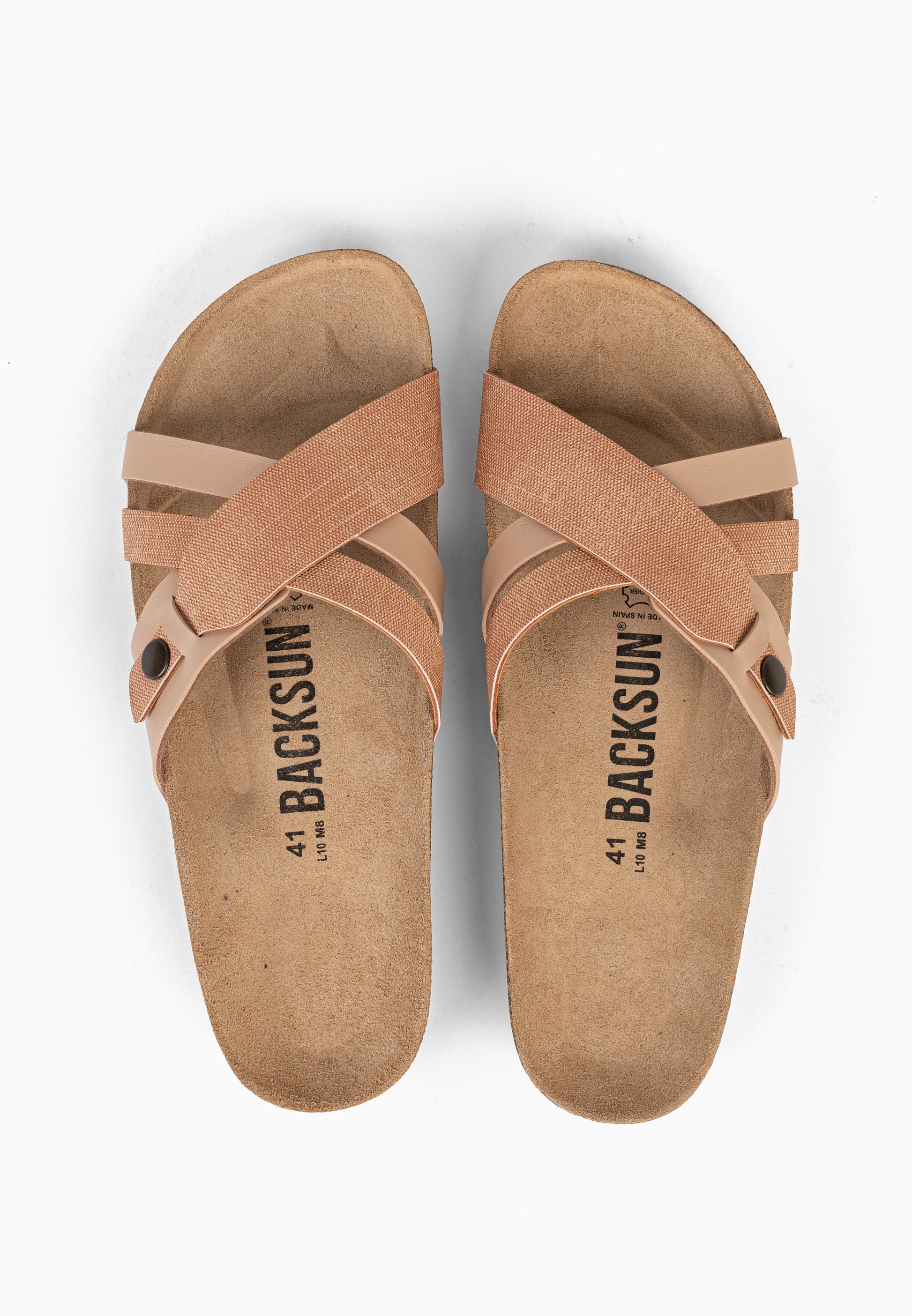 Sandales 2 Brides Franck Camel et Beige