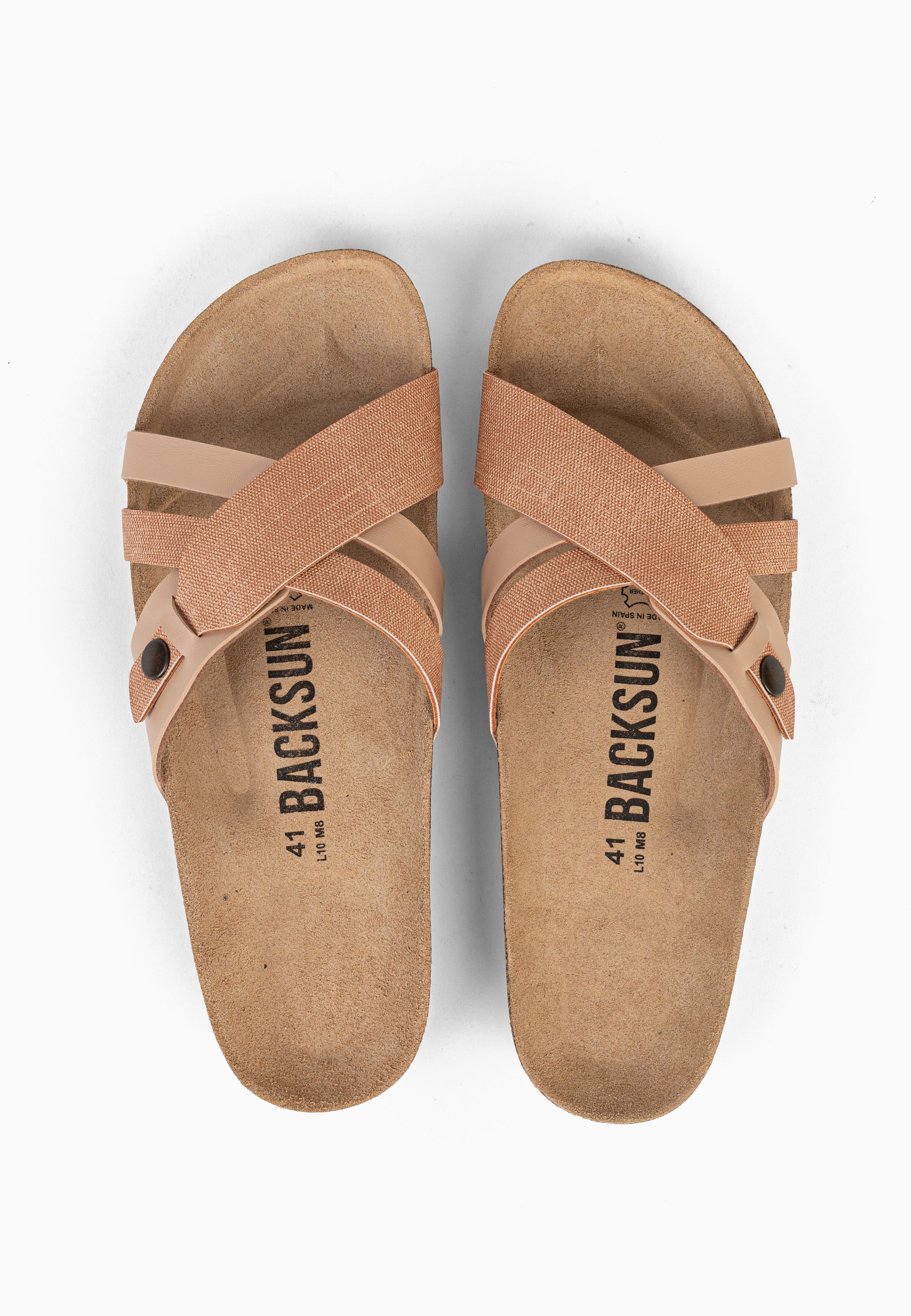 Sandales 2 Brides Franck Camel et Beige