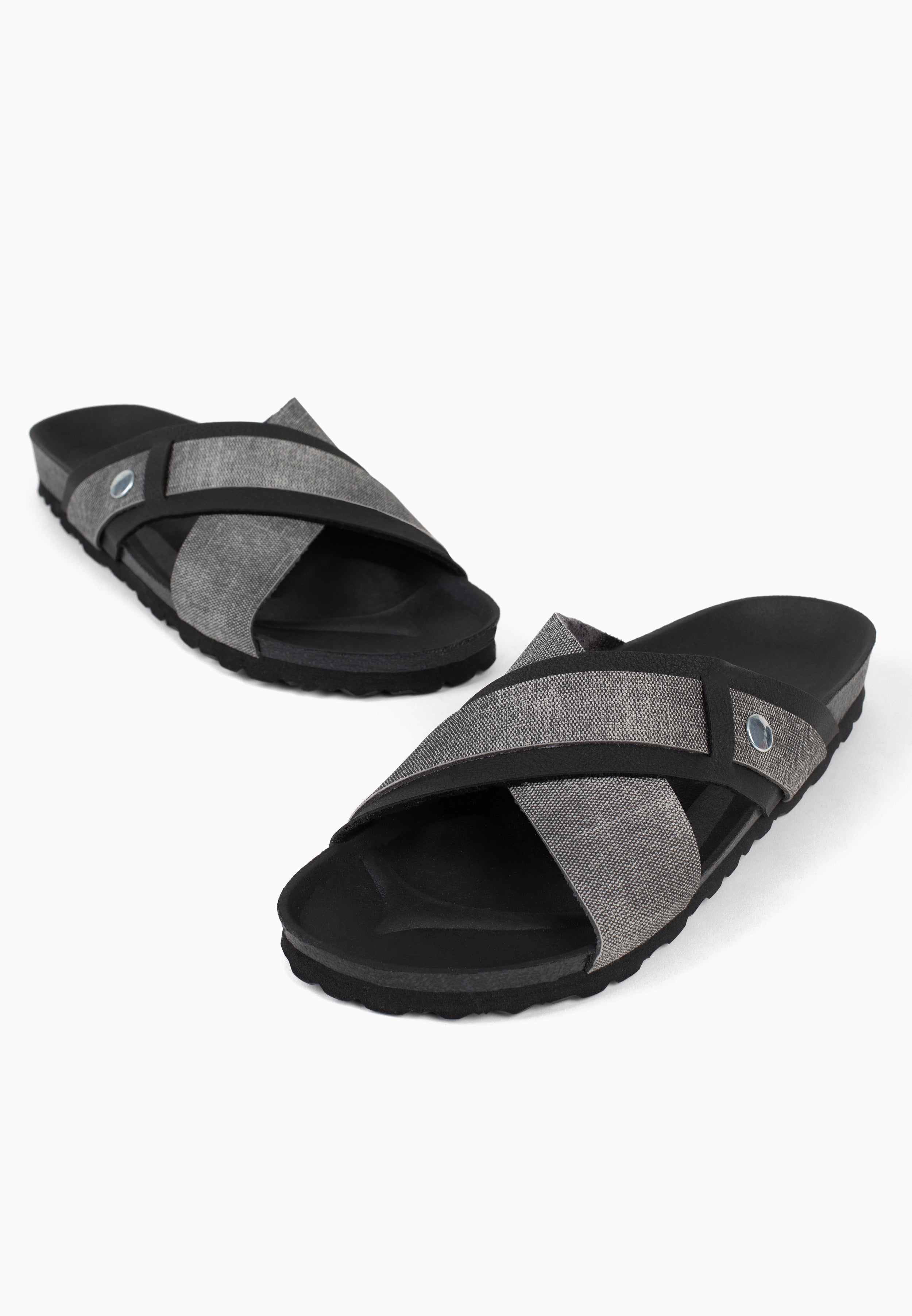 Sandales Samy 2 Brides Gris et noir