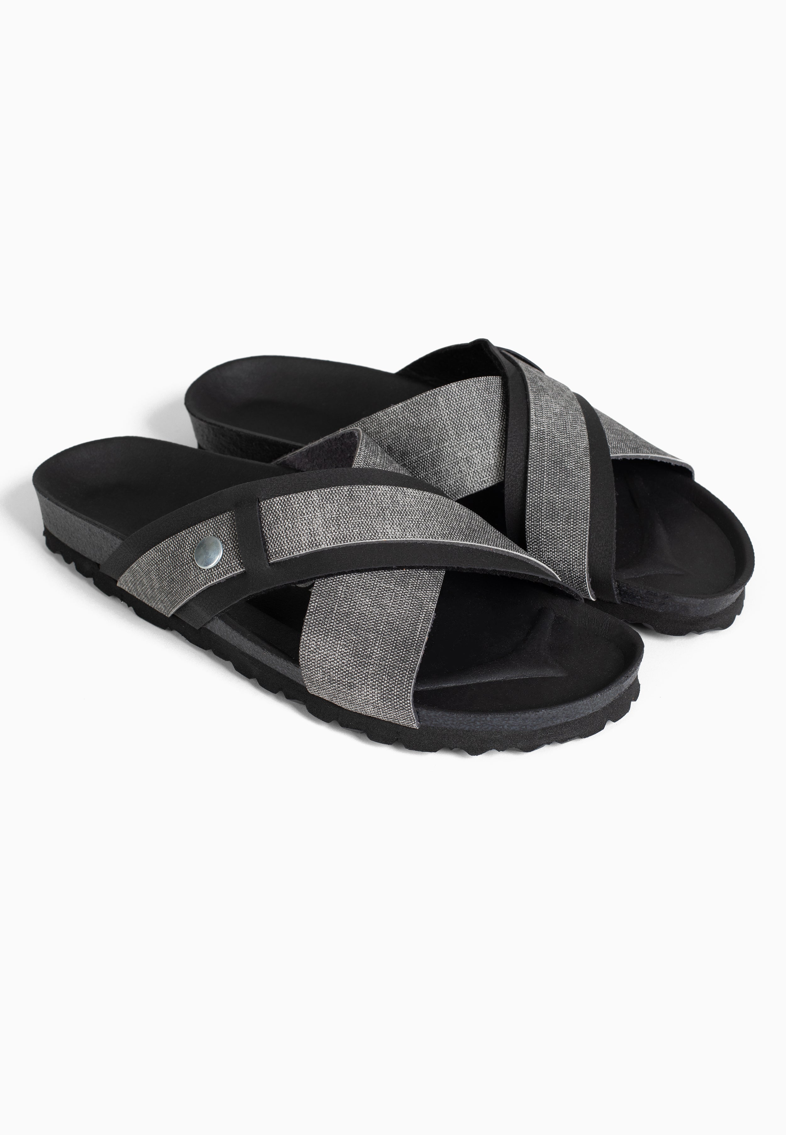 Sandales Samy 2 Brides Gris et noir