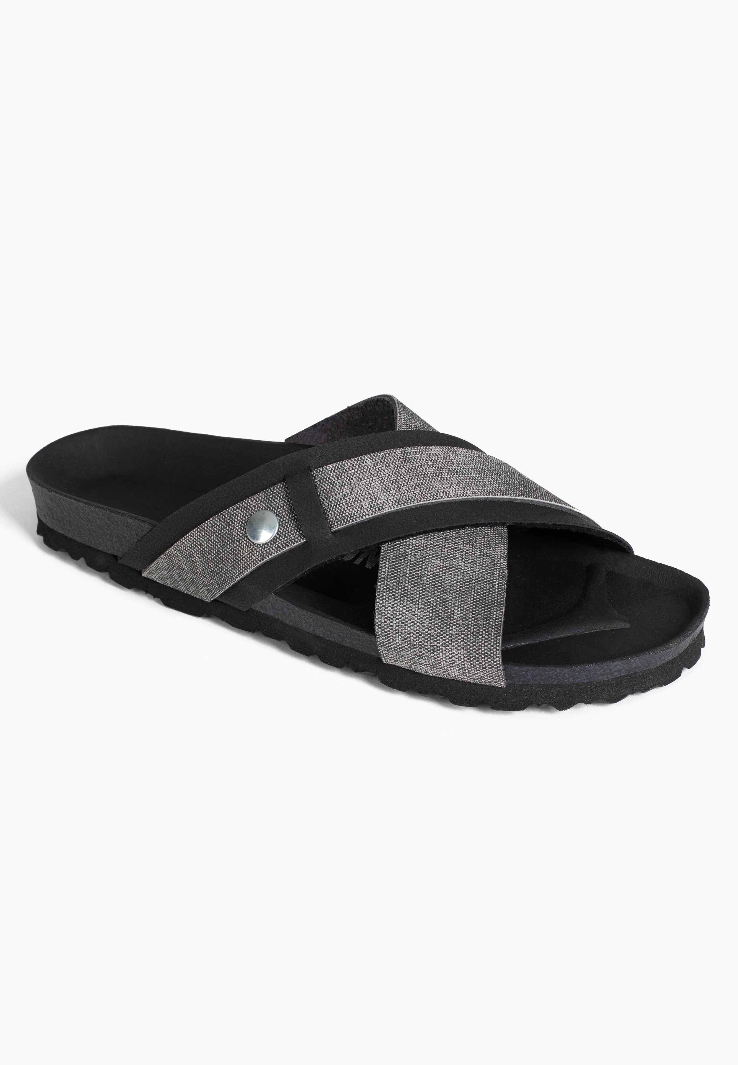 Sandales Samy 2 Brides Gris et noir