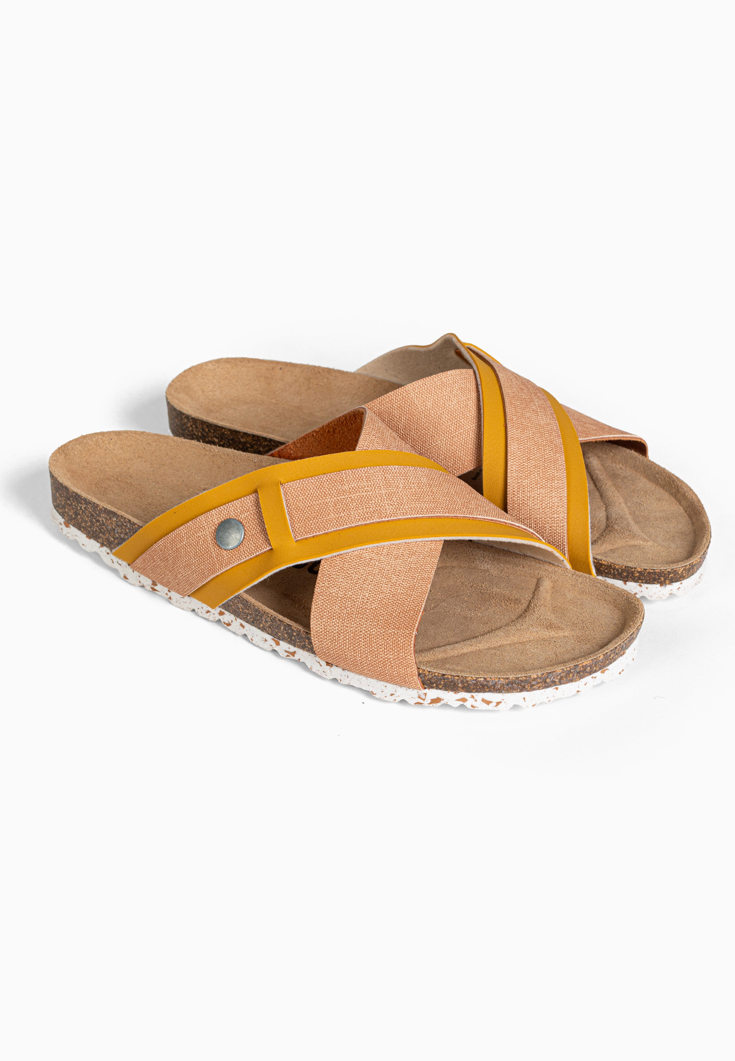 Sandales 2 Brides Samy Beige et Camel