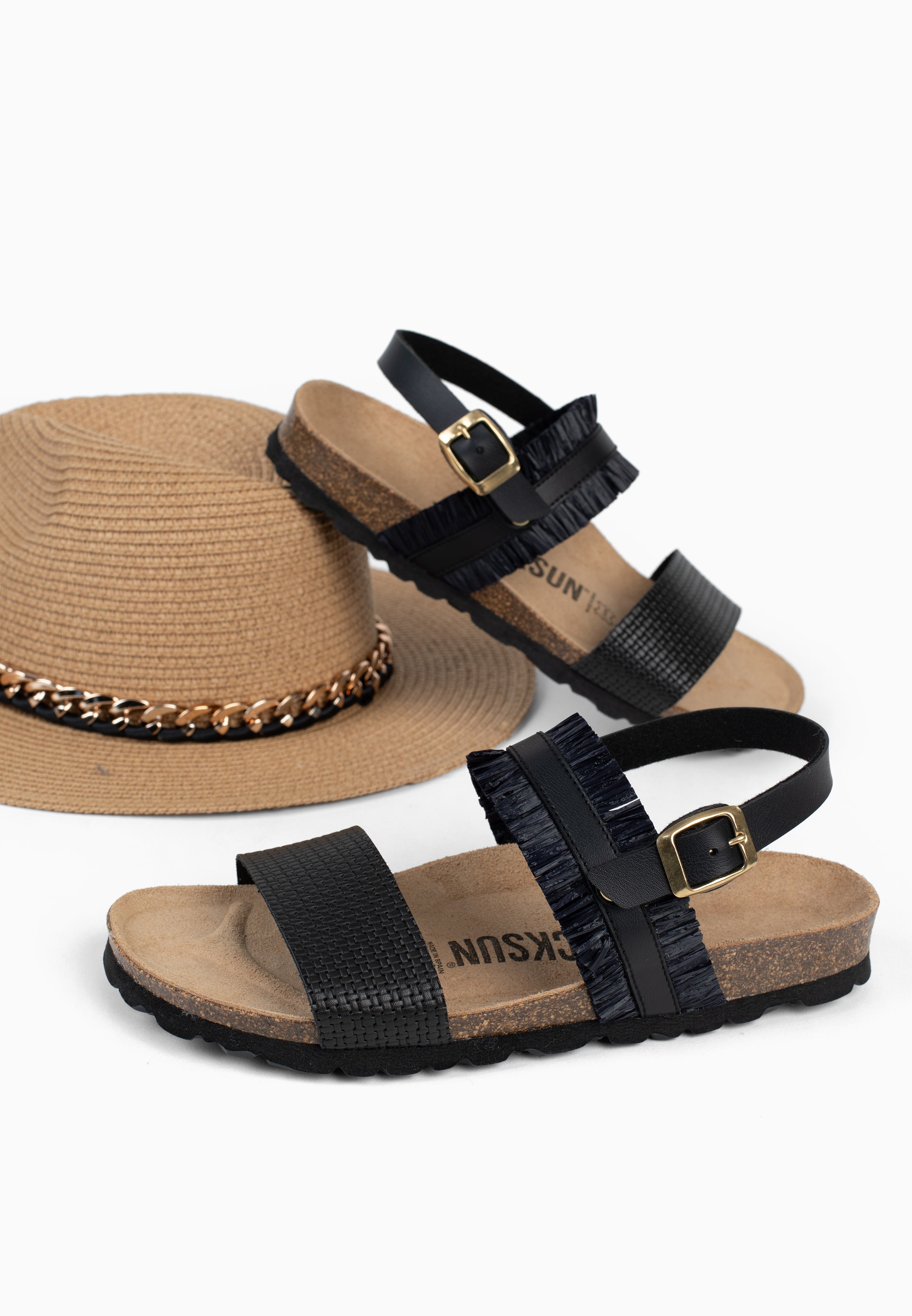 Sandales Multi-Brides Rafette Noir