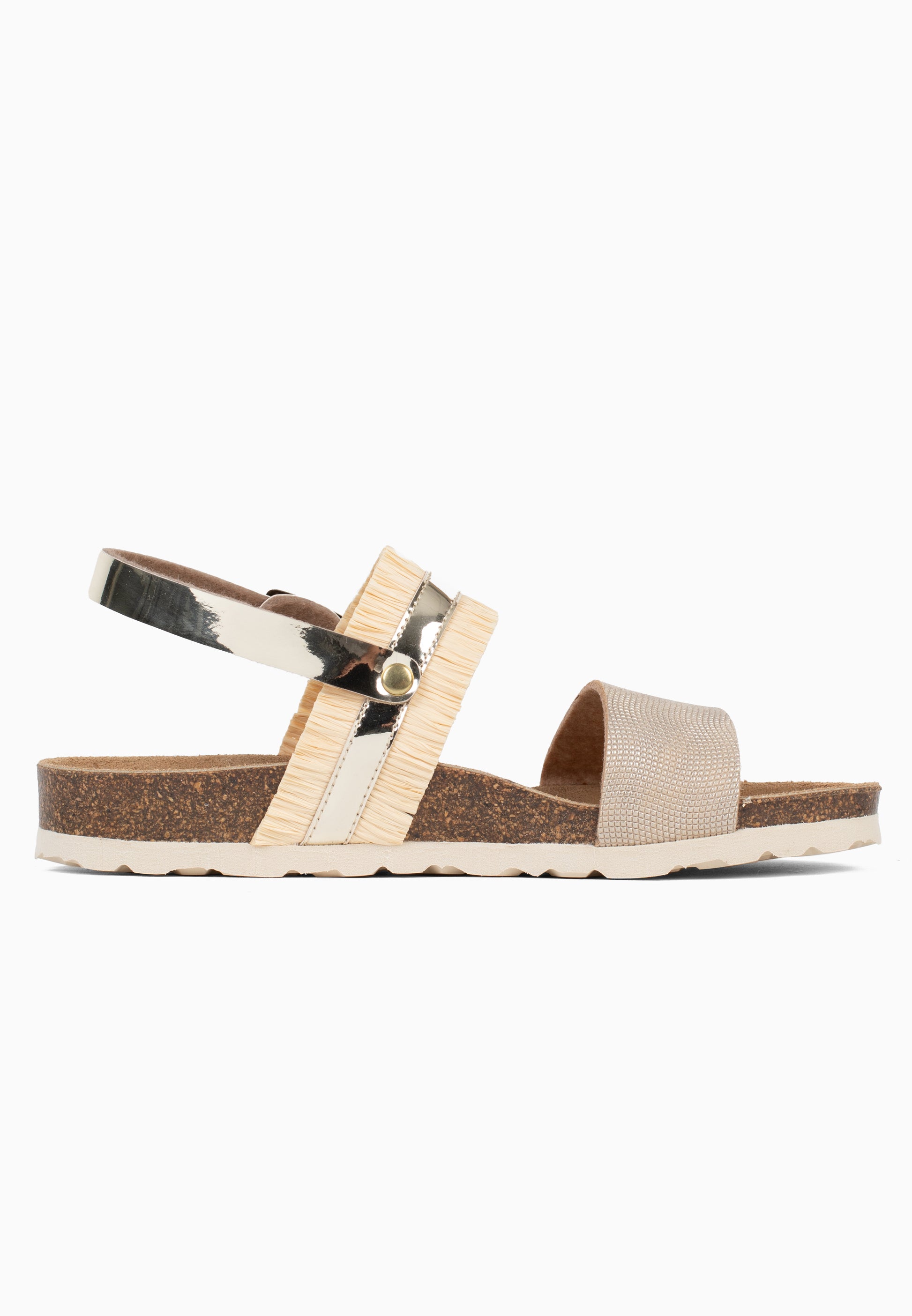 Sandales Rafette Multi-Brides Beige raphia et beige