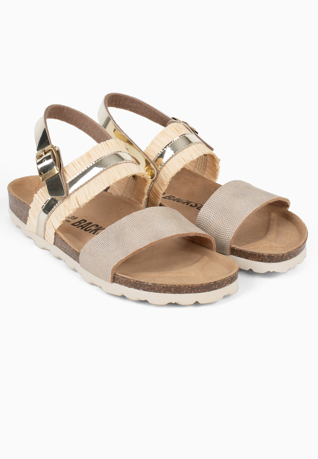 Sandales Rafette Multi-Brides Beige raphia et beige