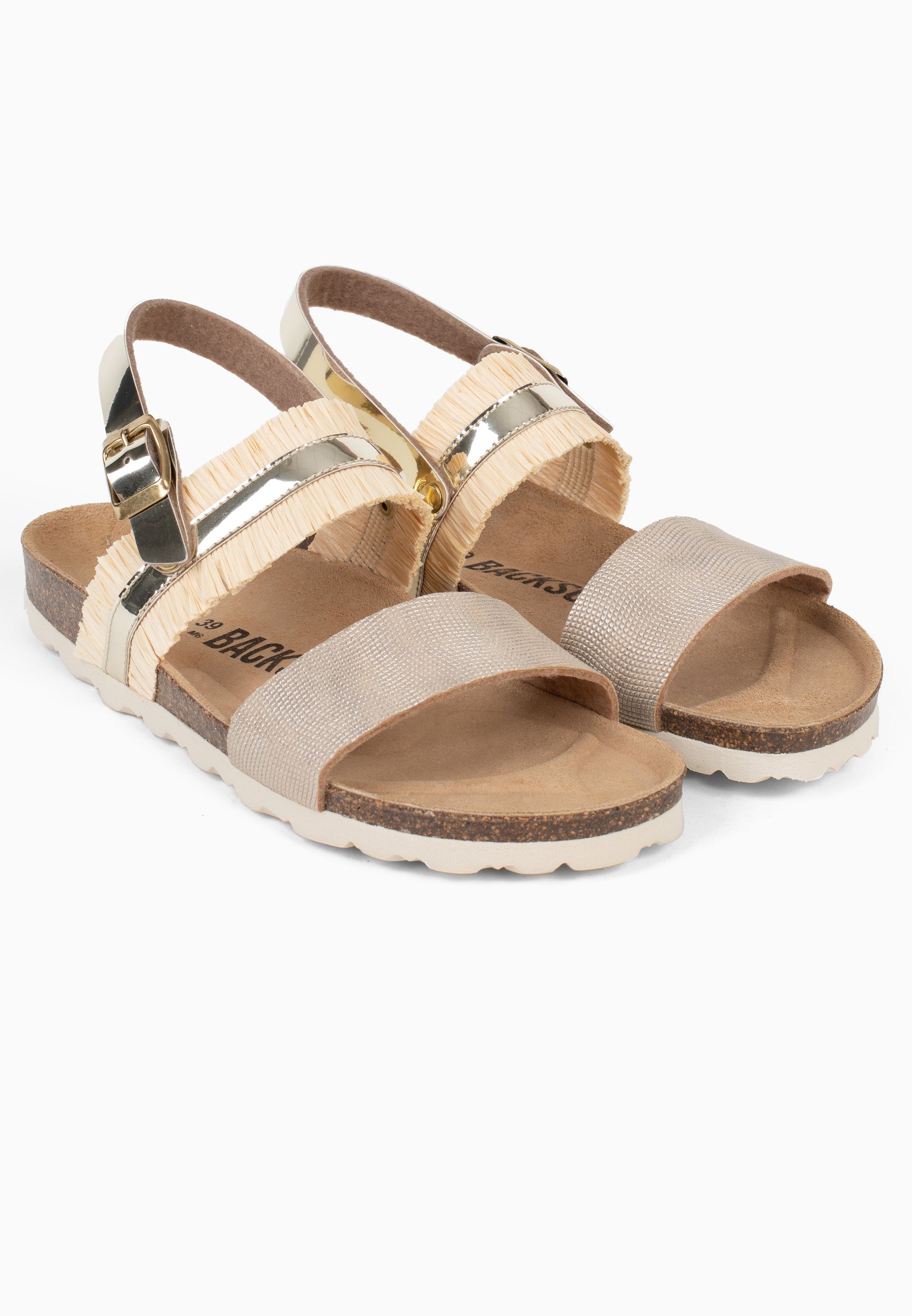 Sandales Rafette Multi-Brides Beige raphia et beige