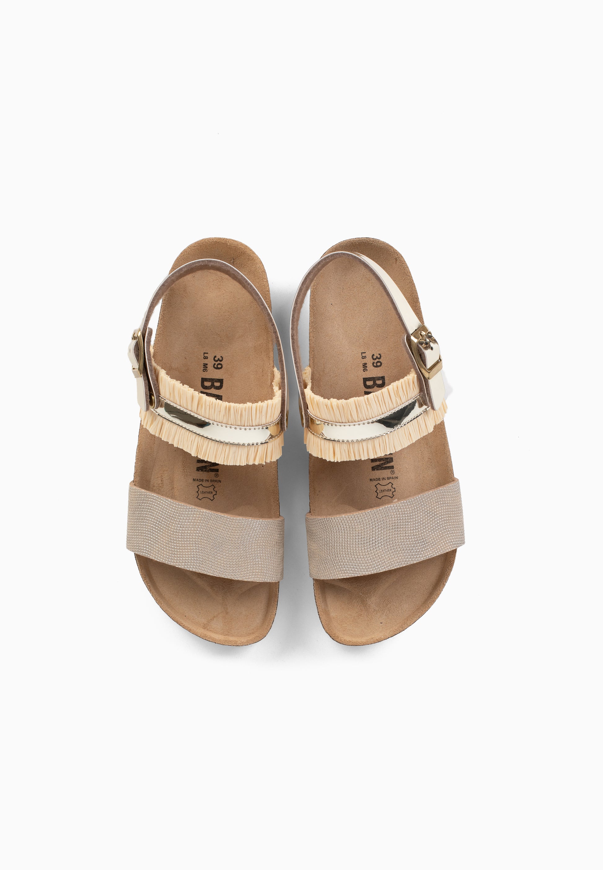 Sandales Rafette Multi-Brides Beige raphia et beige