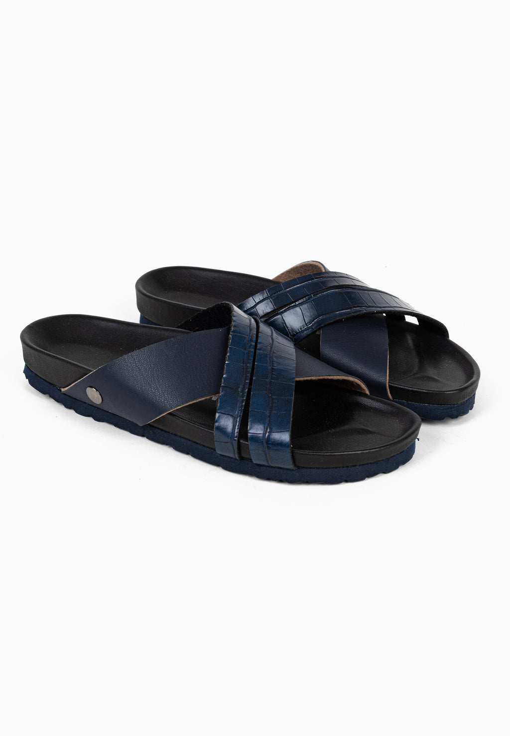 Lucius Navy Blue Multi-Strap Sandals