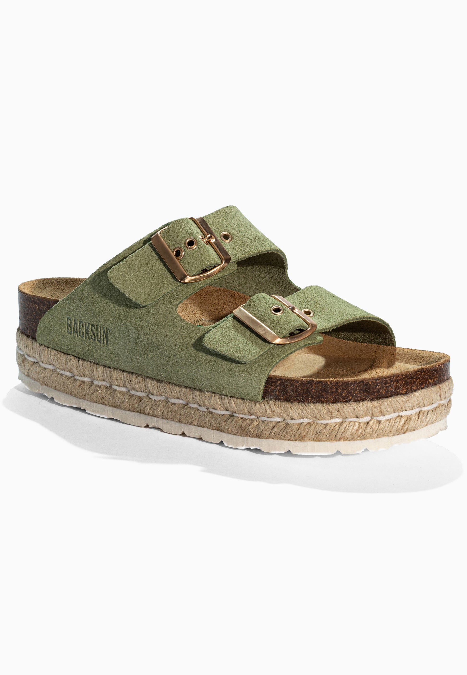 Sandales 2 Brides Vada Vert en Cuir