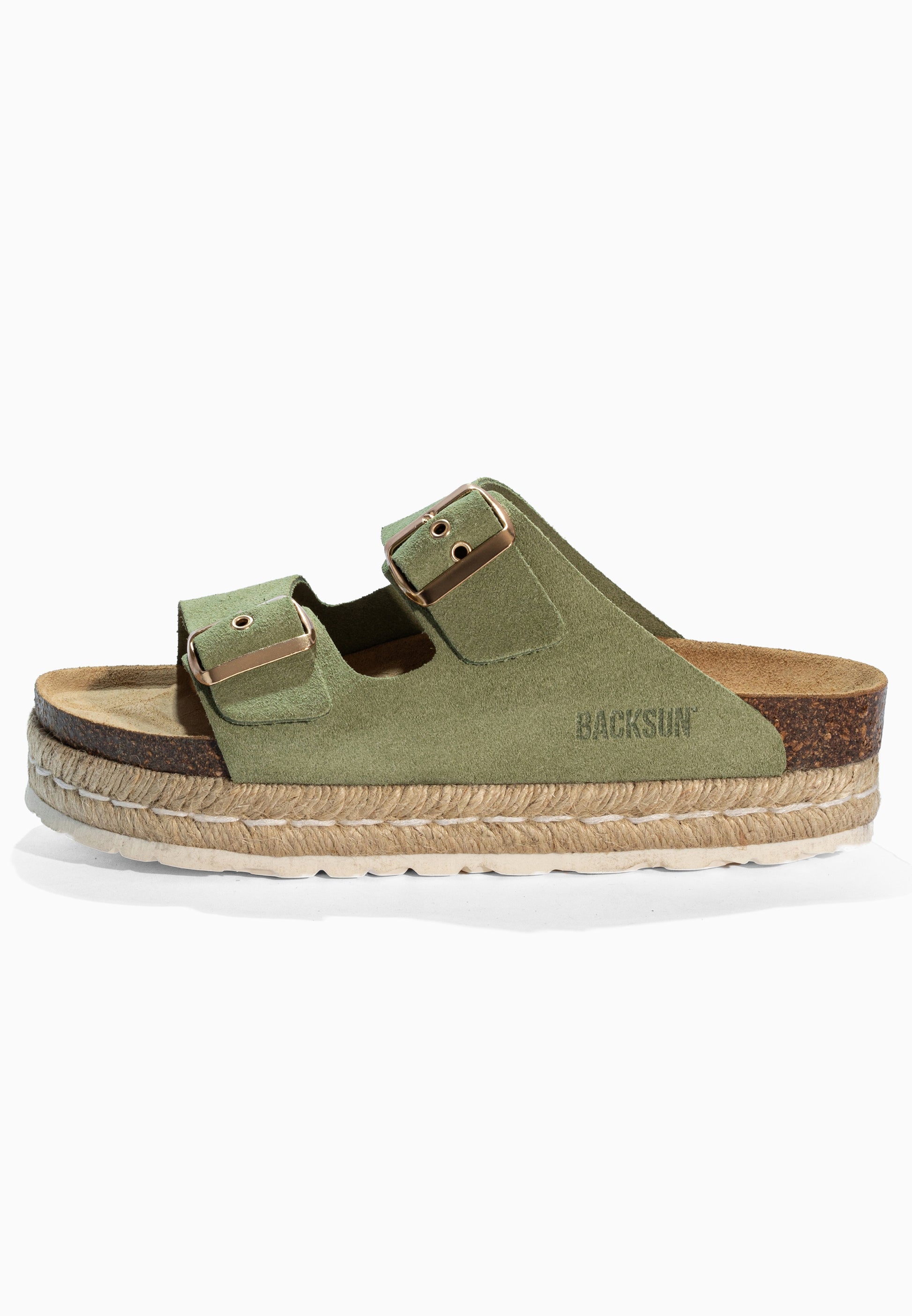 Sandales 2 Brides Vada Vert en Cuir