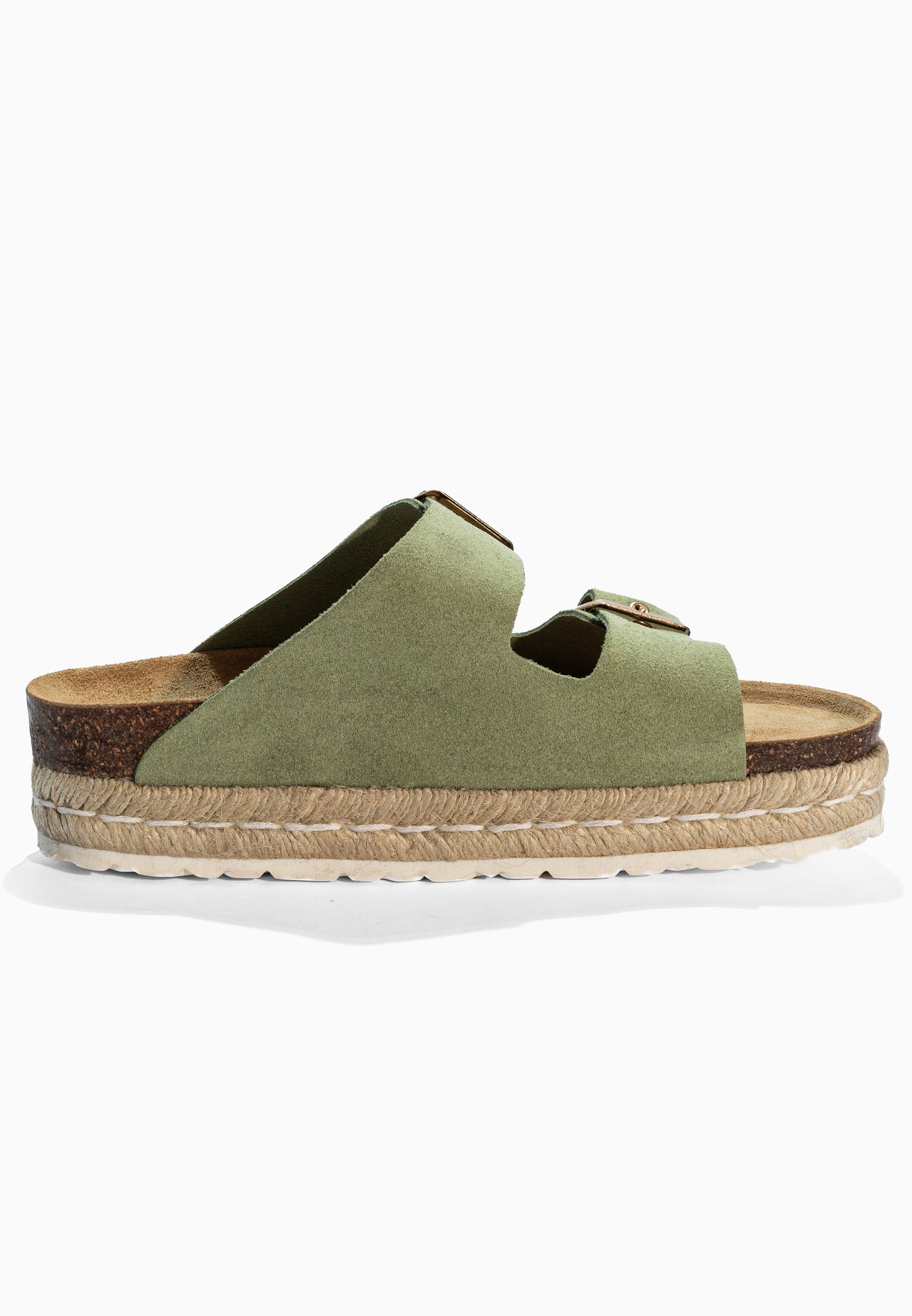 Sandales 2 Brides Vada Vert en Cuir