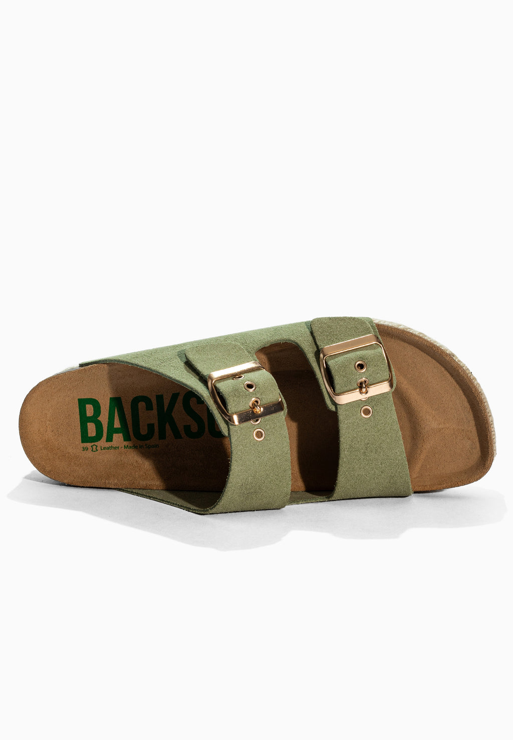 Sandales 2 Brides Vada Vert en Cuir