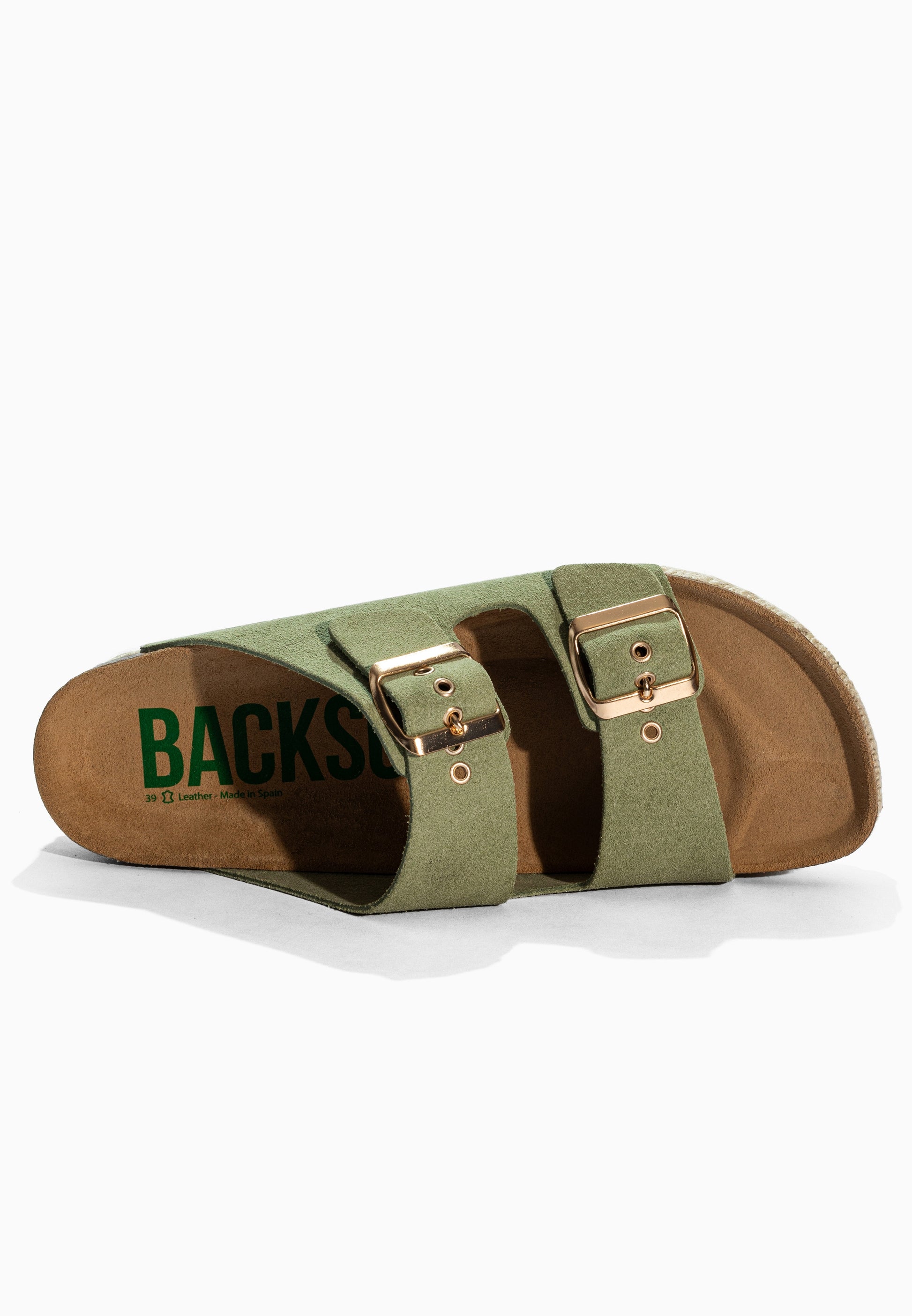 Sandales 2 Brides Vada Vert en Cuir