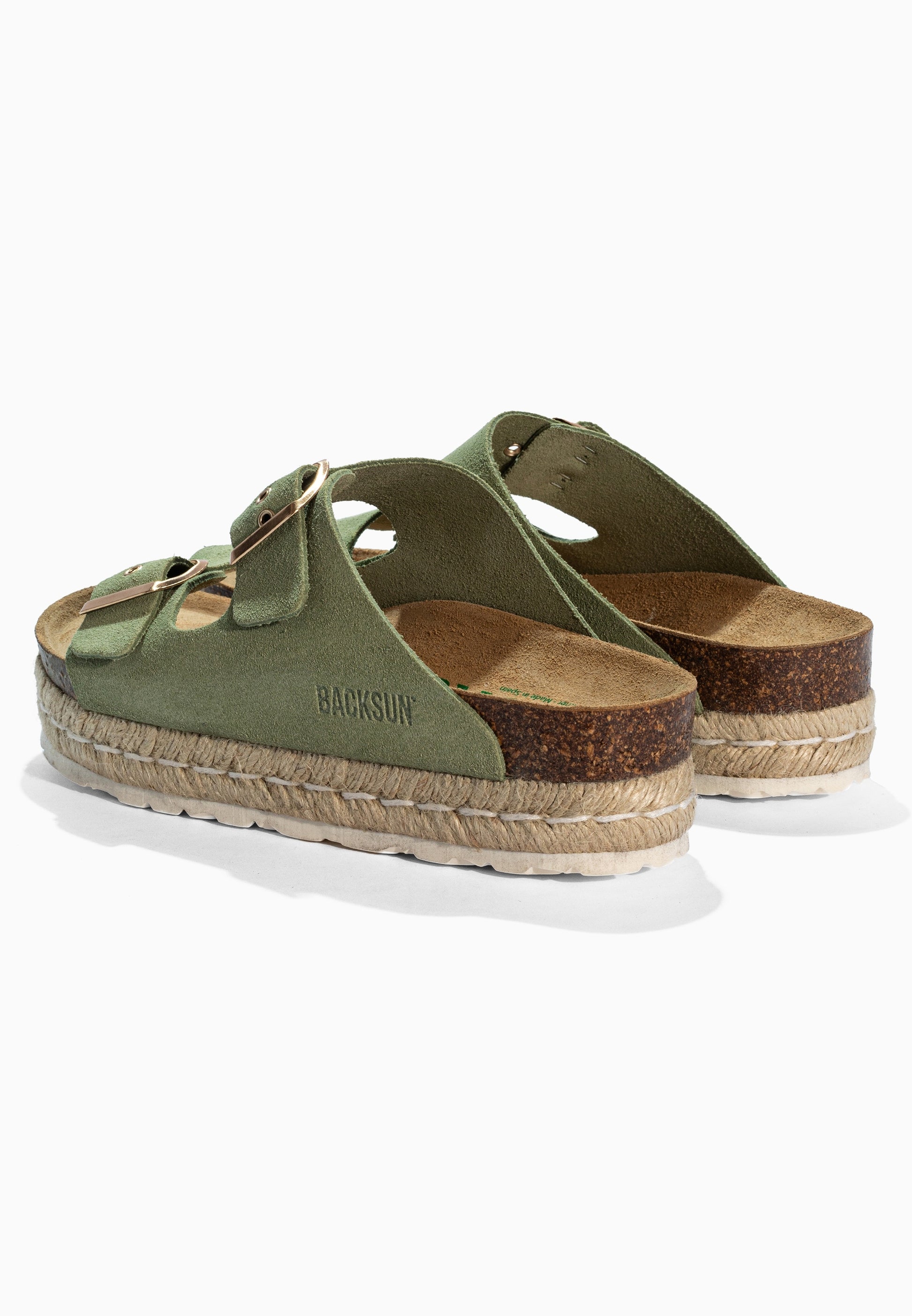 Sandales 2 Brides Vada Vert en Cuir