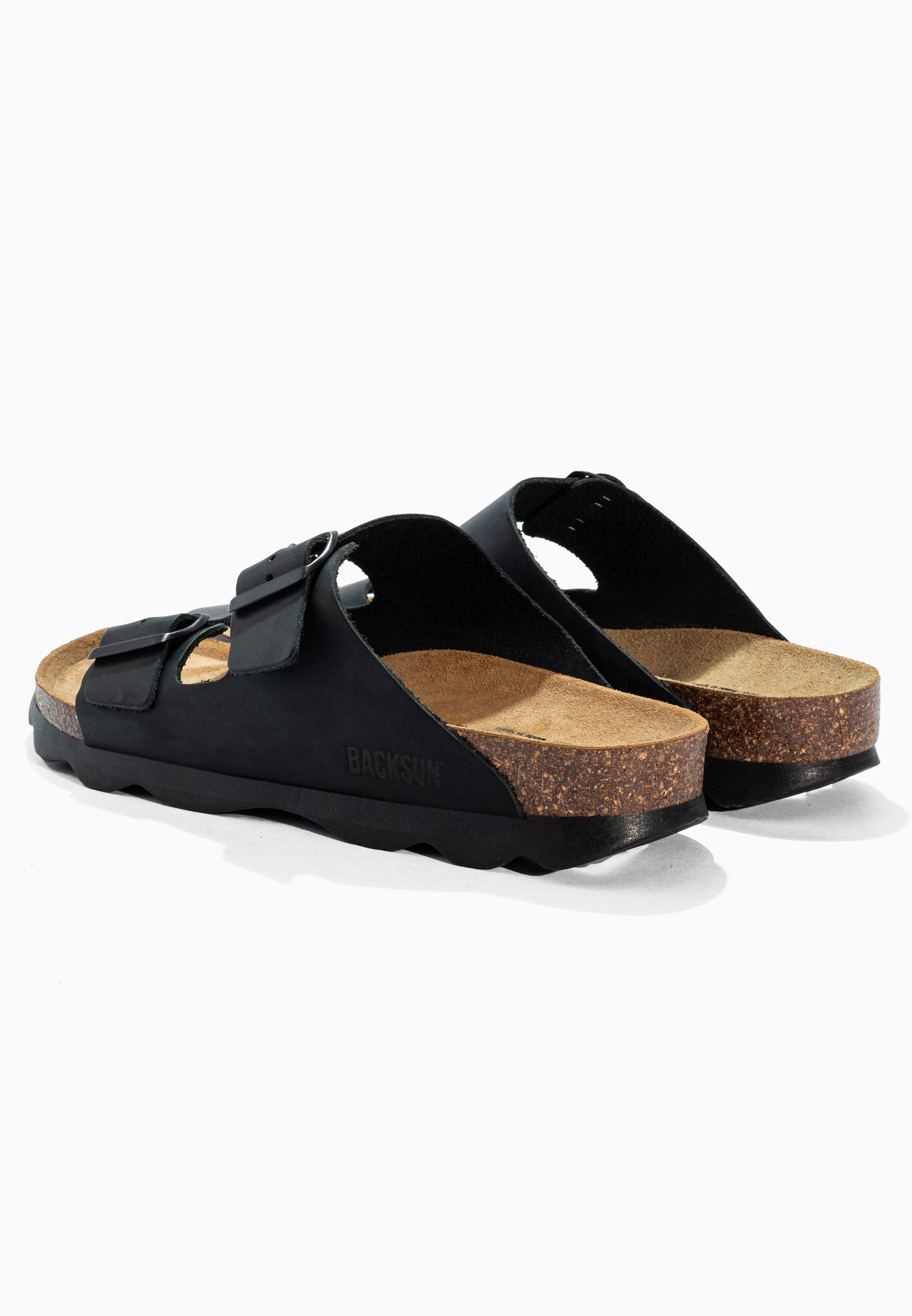 Sandales 2 Brides Bali Noir en Cuir