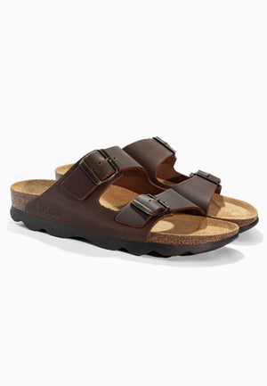 Bali Brown Leather 2-Strap Sandals