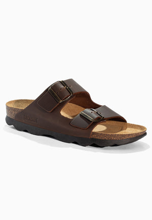 Bali Brown Leather 2-Strap Sandals