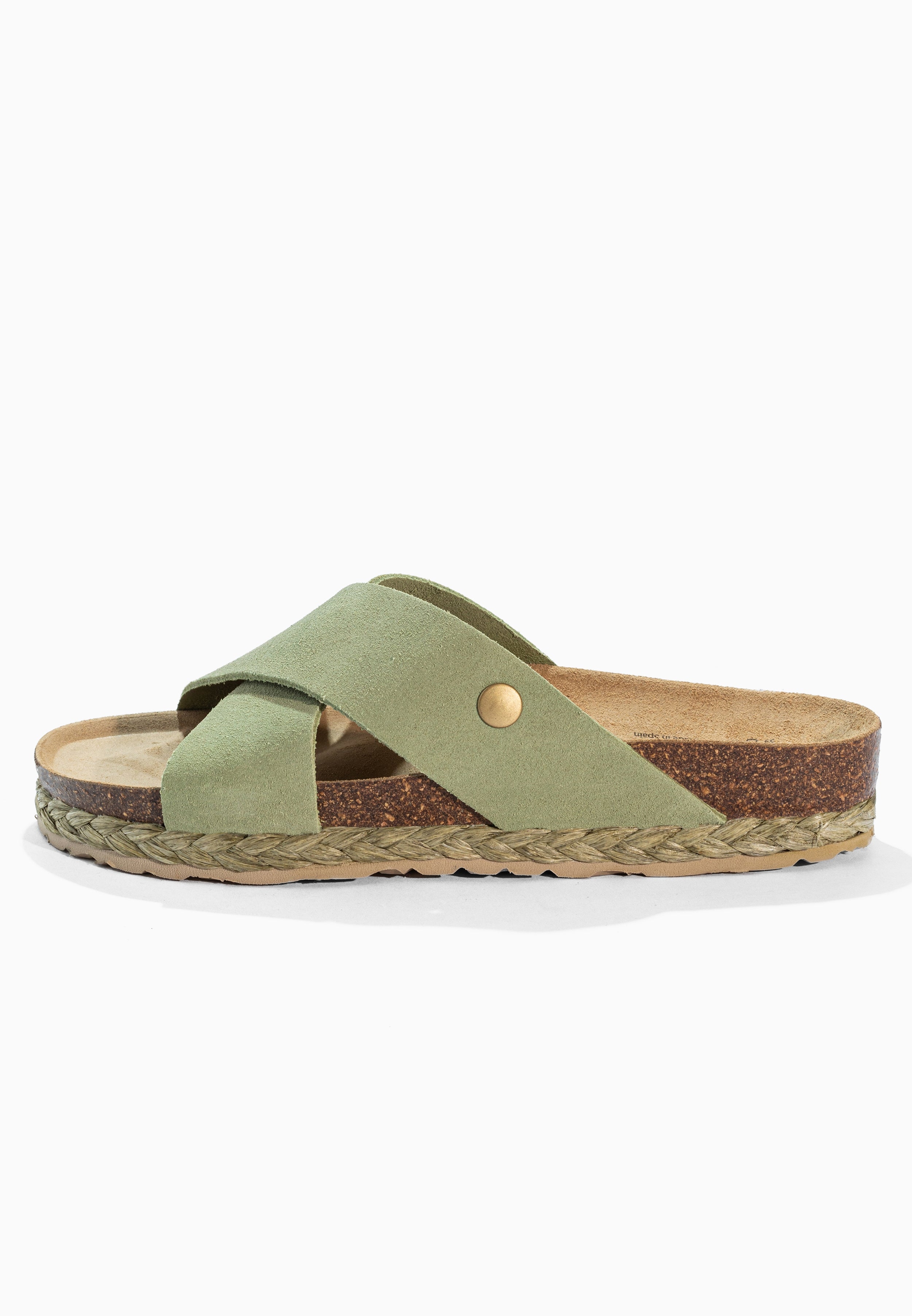 Sandales 2 Brides Lauren Kaki en Cuir