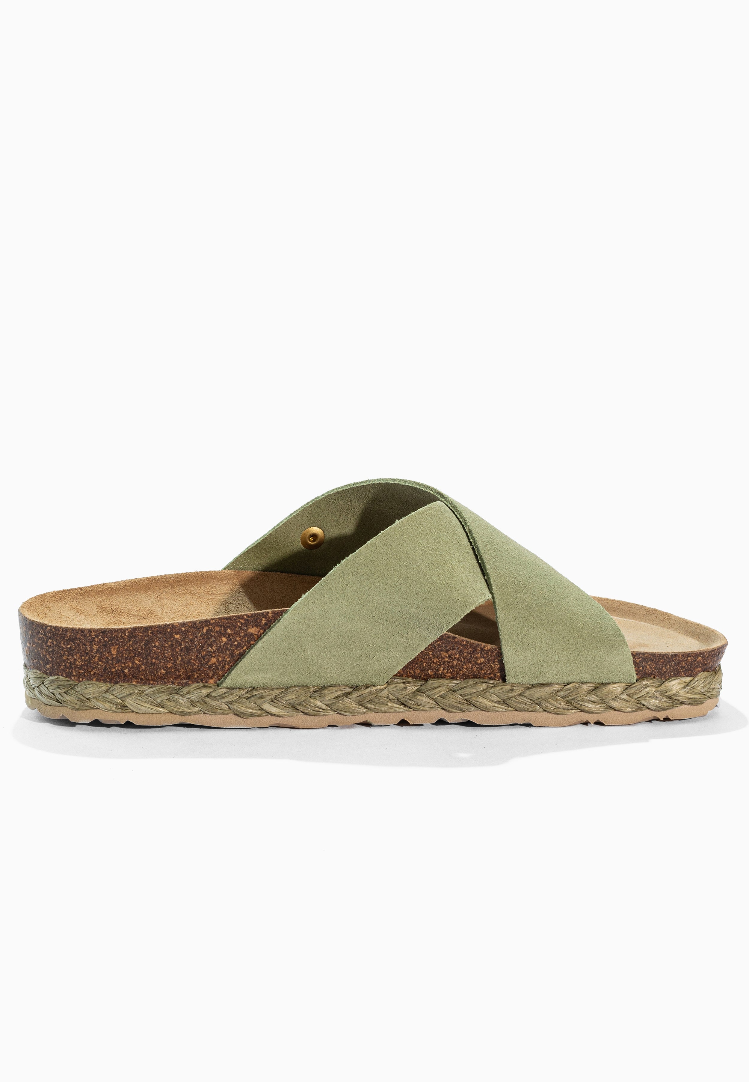 Sandales 2 Brides Lauren Kaki en Cuir