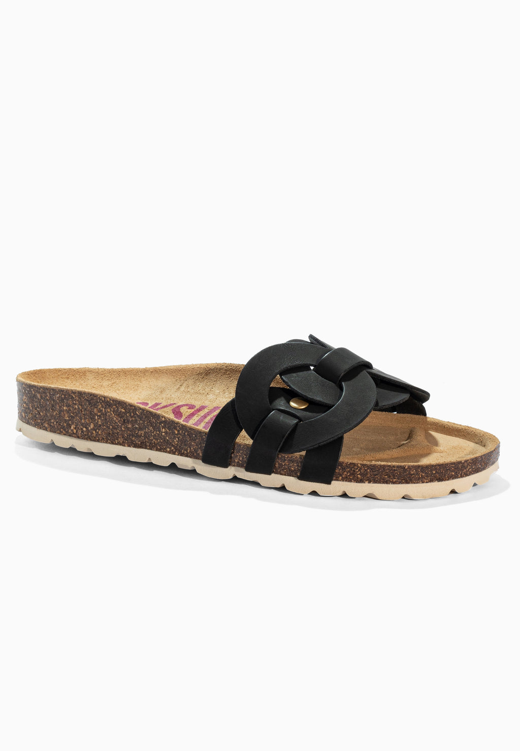 Sandales 1 Bride Trapeze Noir en Cuir