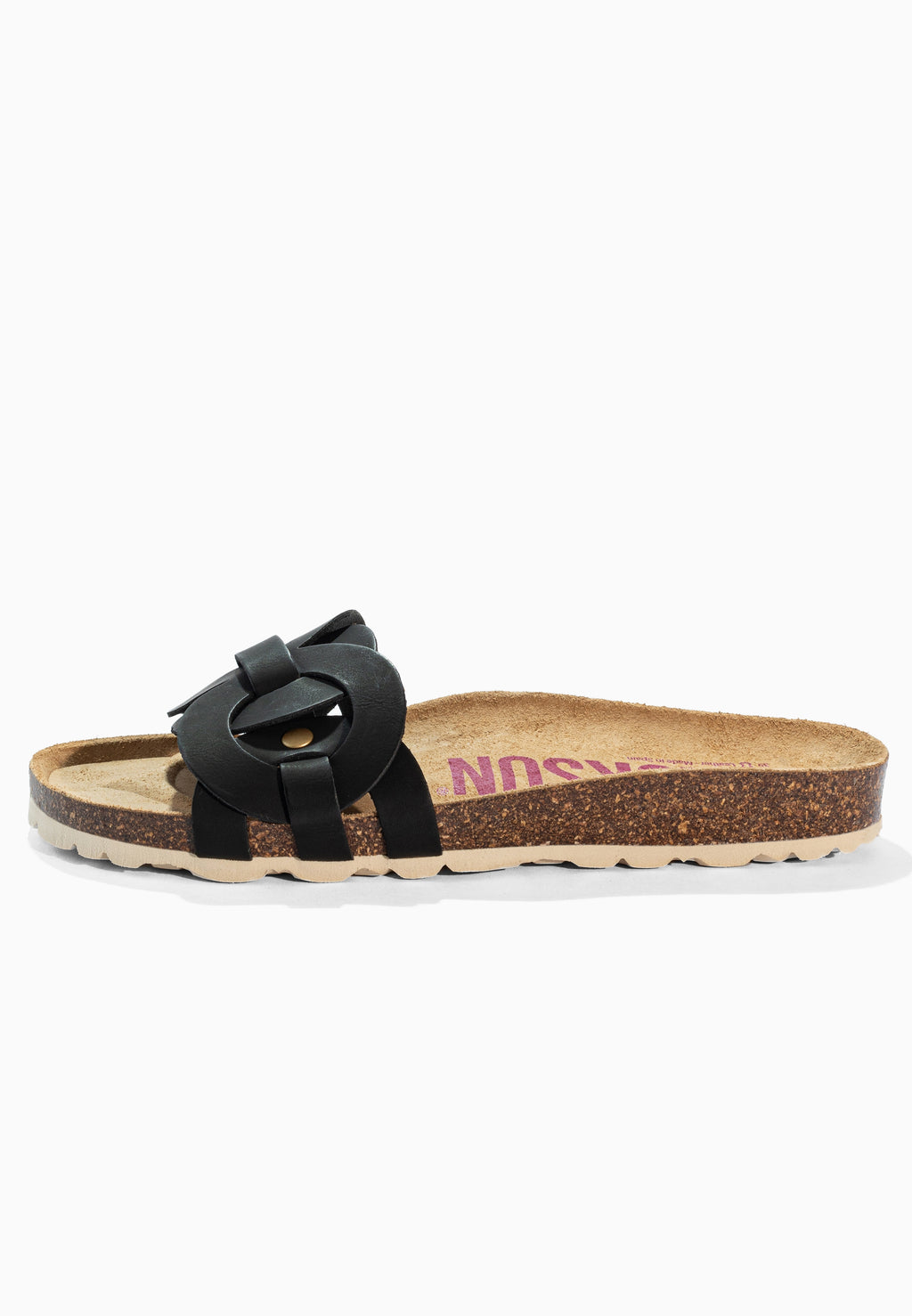 Sandales 1 Bride Trapeze Noir en Cuir