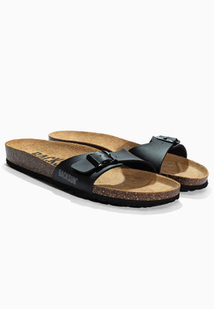 Paris Black 1 Strap Sandals