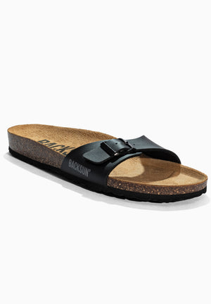 Paris Black 1 Strap Sandals