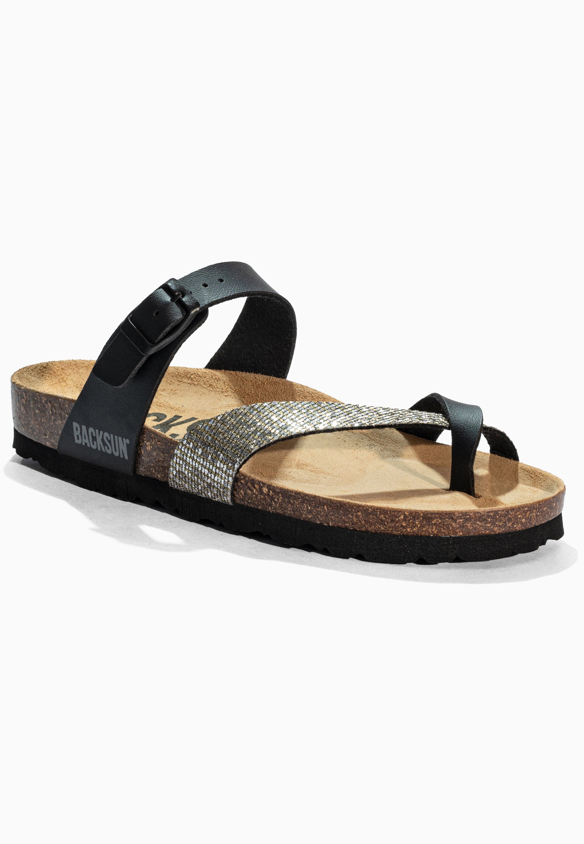 Sandales à Entre-doigts Barcelone Anthracite et Noir