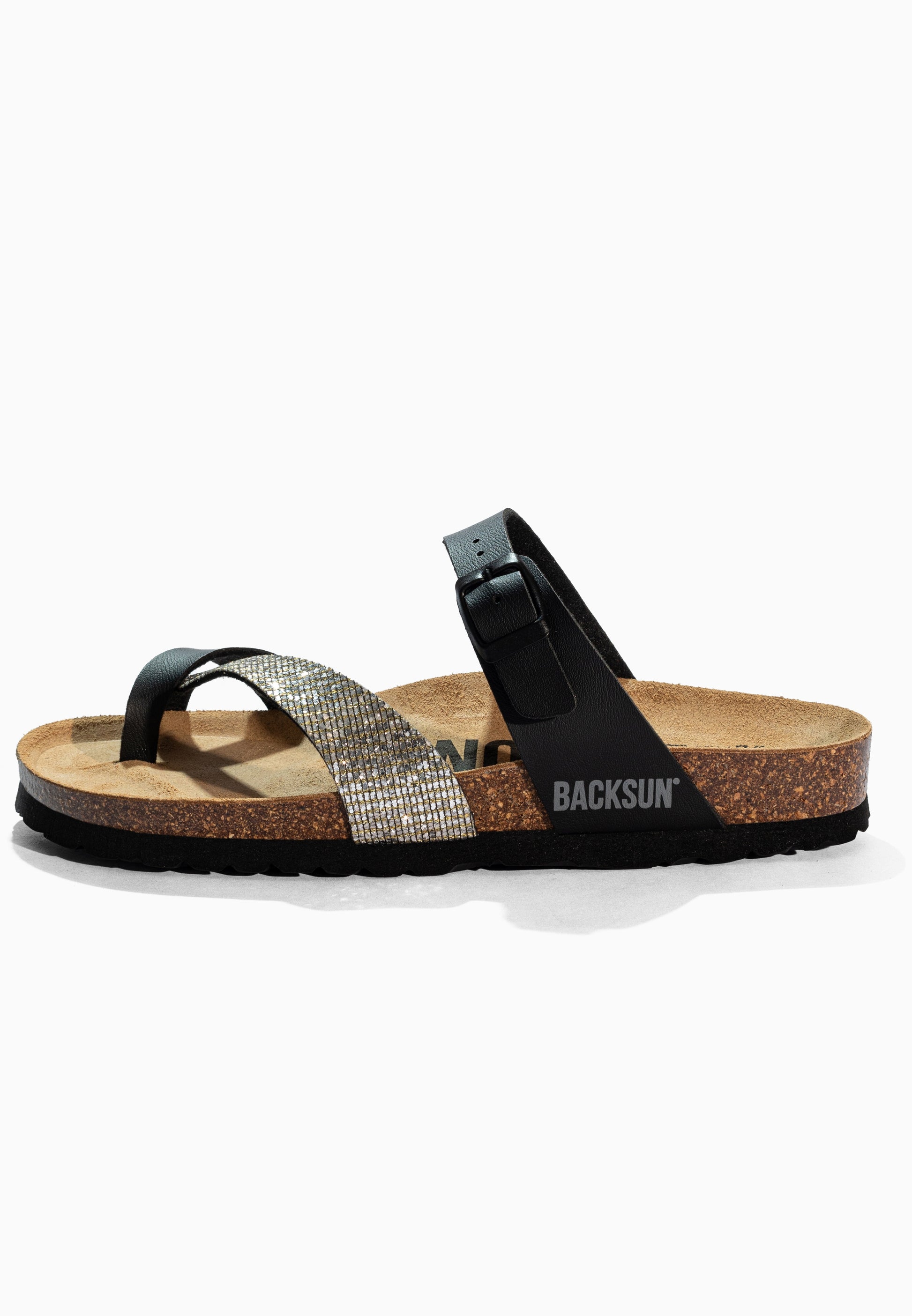Sandales à Entre-doigts Barcelone Anthracite et Noir