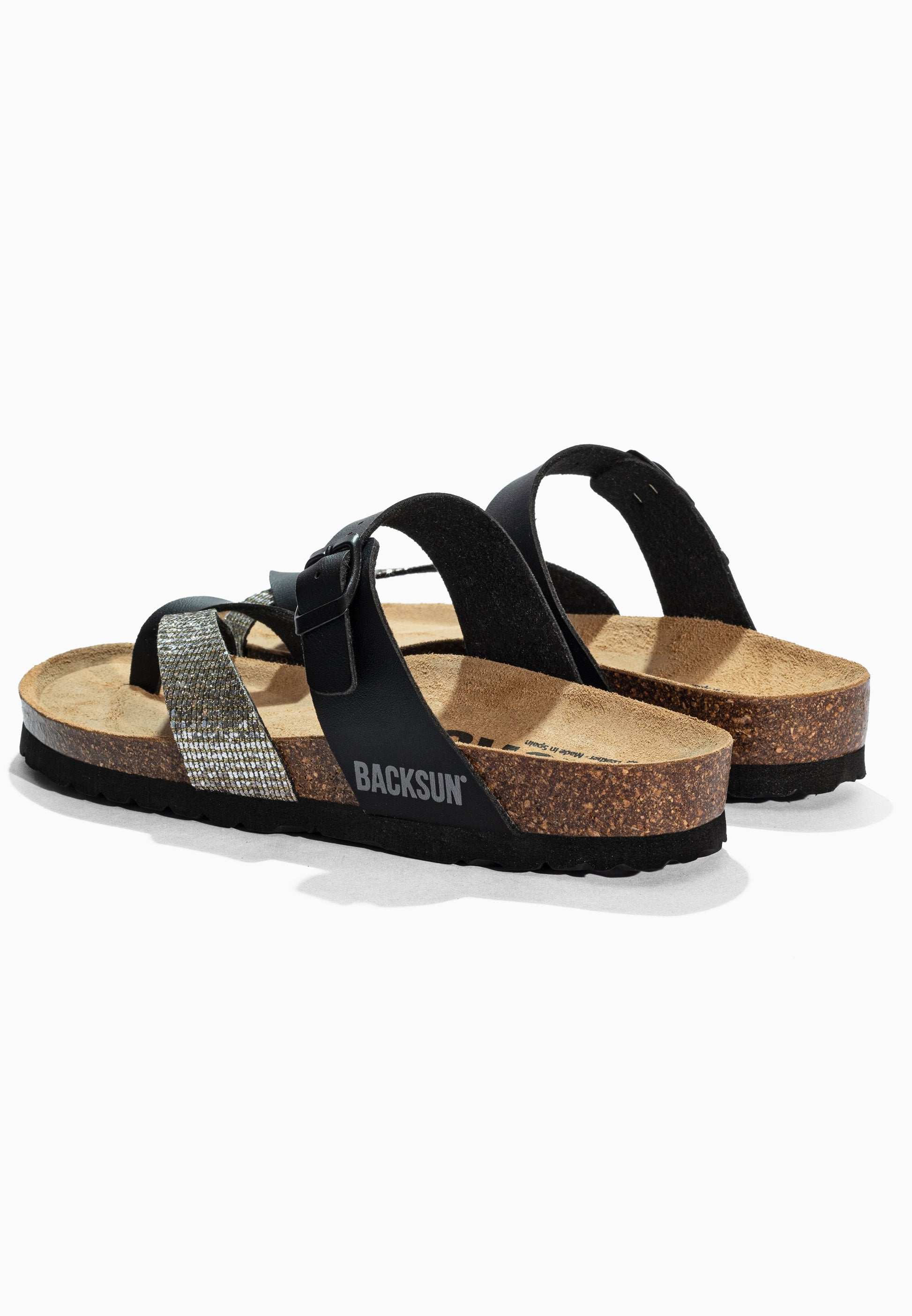 Sandales à Entre-doigts Barcelone Anthracite et Noir