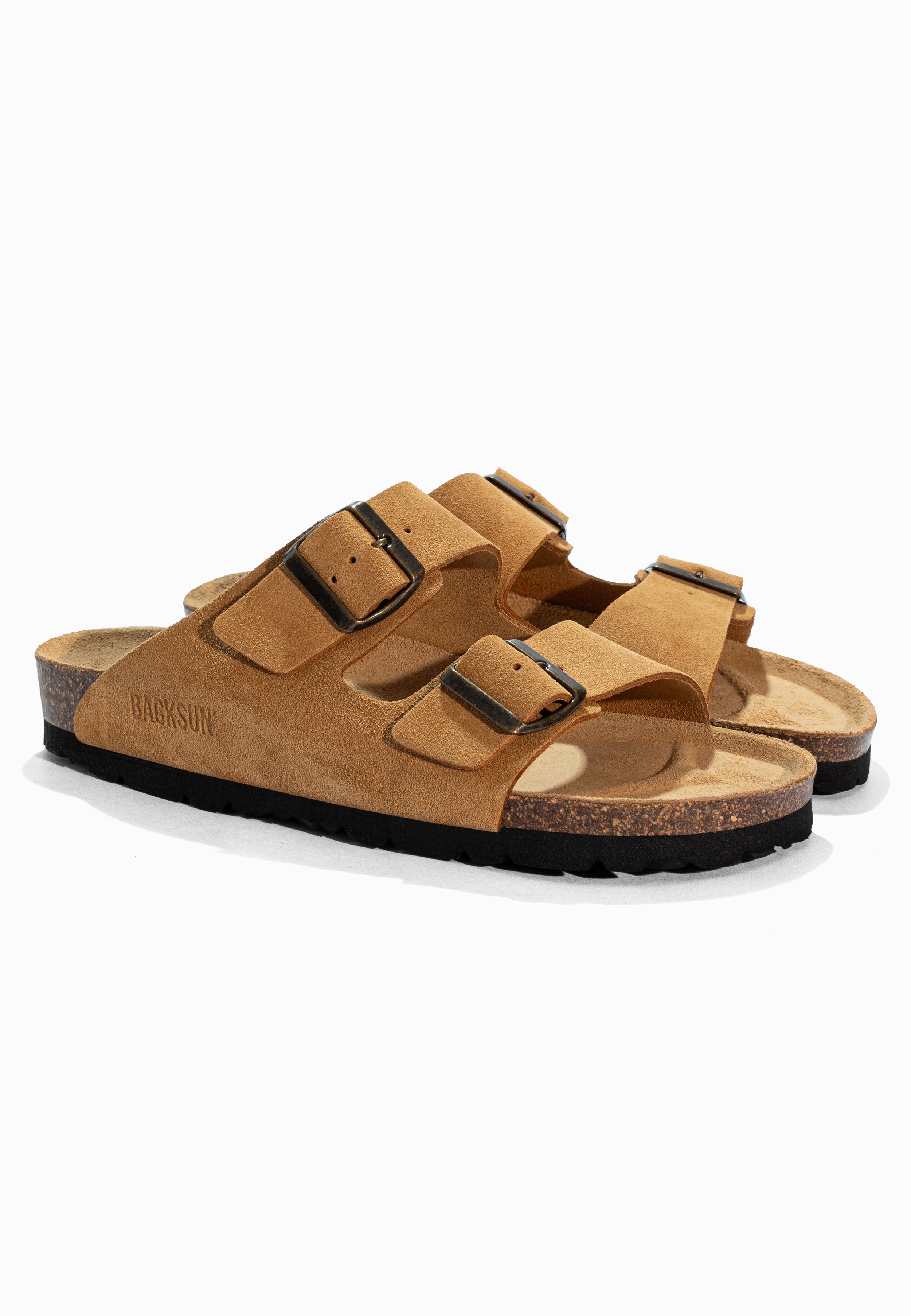 Sandales 2 Brides Bali Camel en Cuir Suédé
