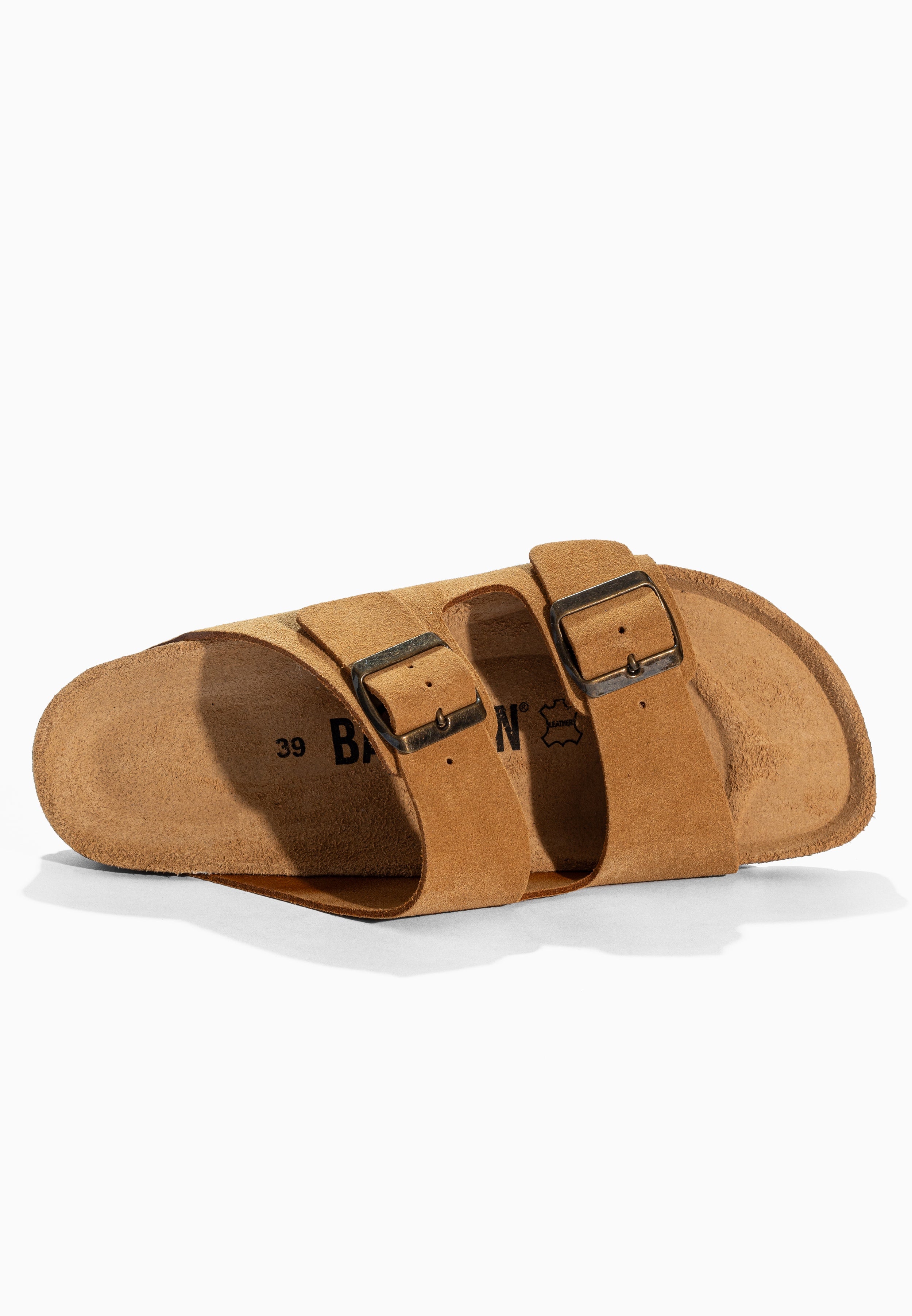 Sandales 2 Brides Bali Camel en Cuir Suédé