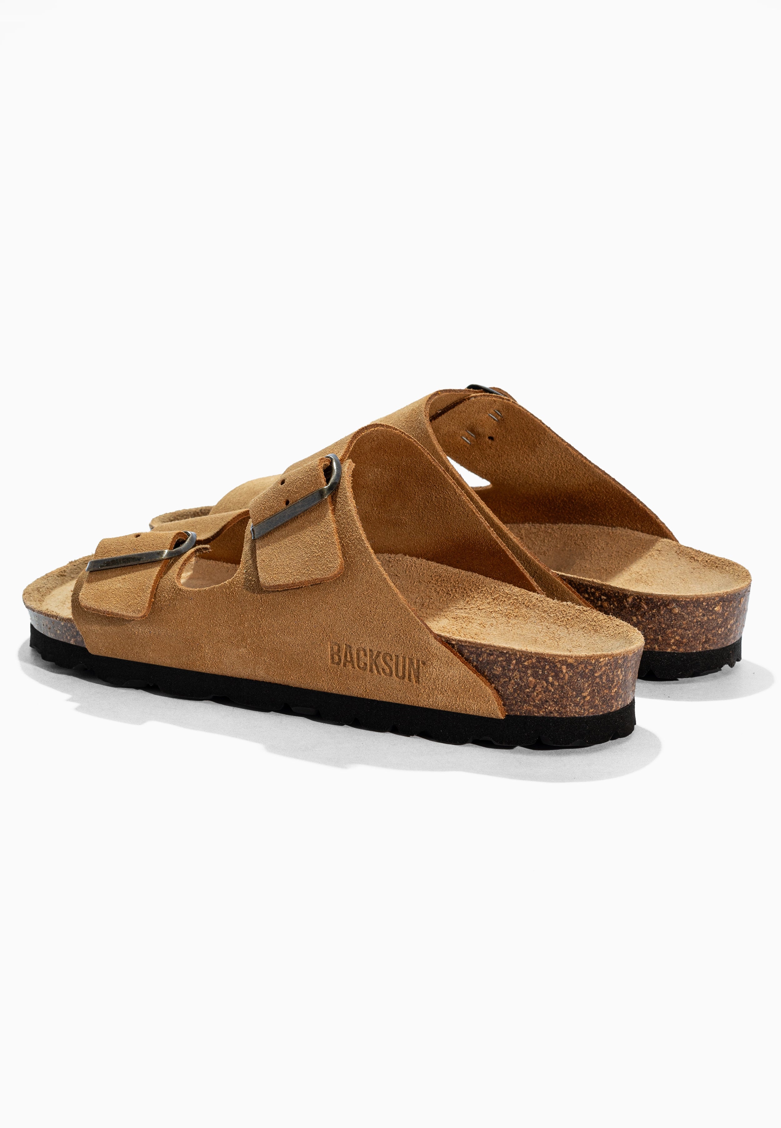 Sandales 2 Brides Bali Camel en Cuir Suédé