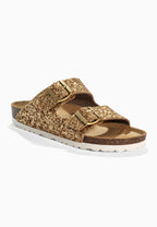 Bali – Sandalen mit 2 Riemen und goldenem Glitzer