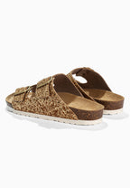 Bali – Sandalen mit 2 Riemen und goldenem Glitzer