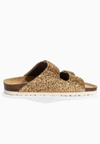 Bali – Sandalen mit 2 Riemen und goldenem Glitzer