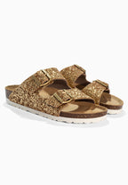 Bali – Sandalen mit 2 Riemen und goldenem Glitzer
