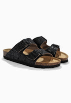 Schwarze glitzernde Bali 2-Riemen-Sandalen